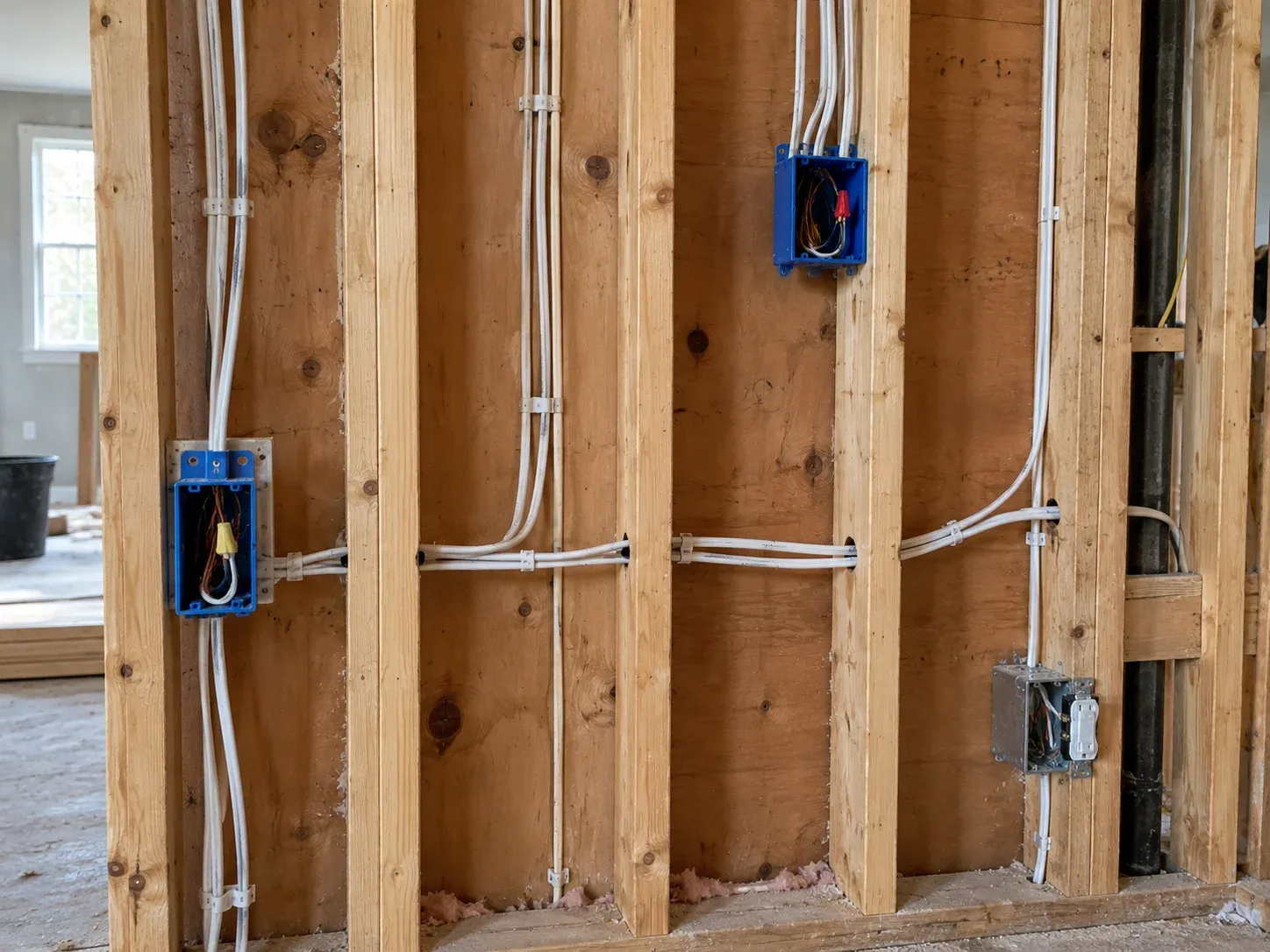 Modern copper house wiring with plastic-sheathed cable for comparison